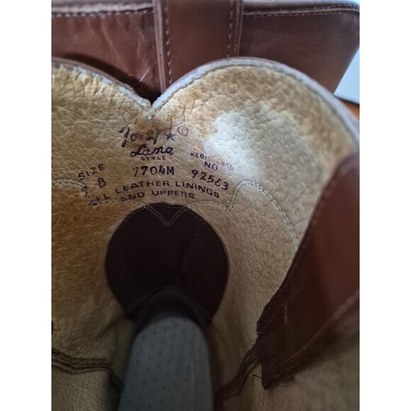 Tony Lama 7704 Vintage Western Cowboy Boots Mens 9B | Brown Leather Stitched main image 5